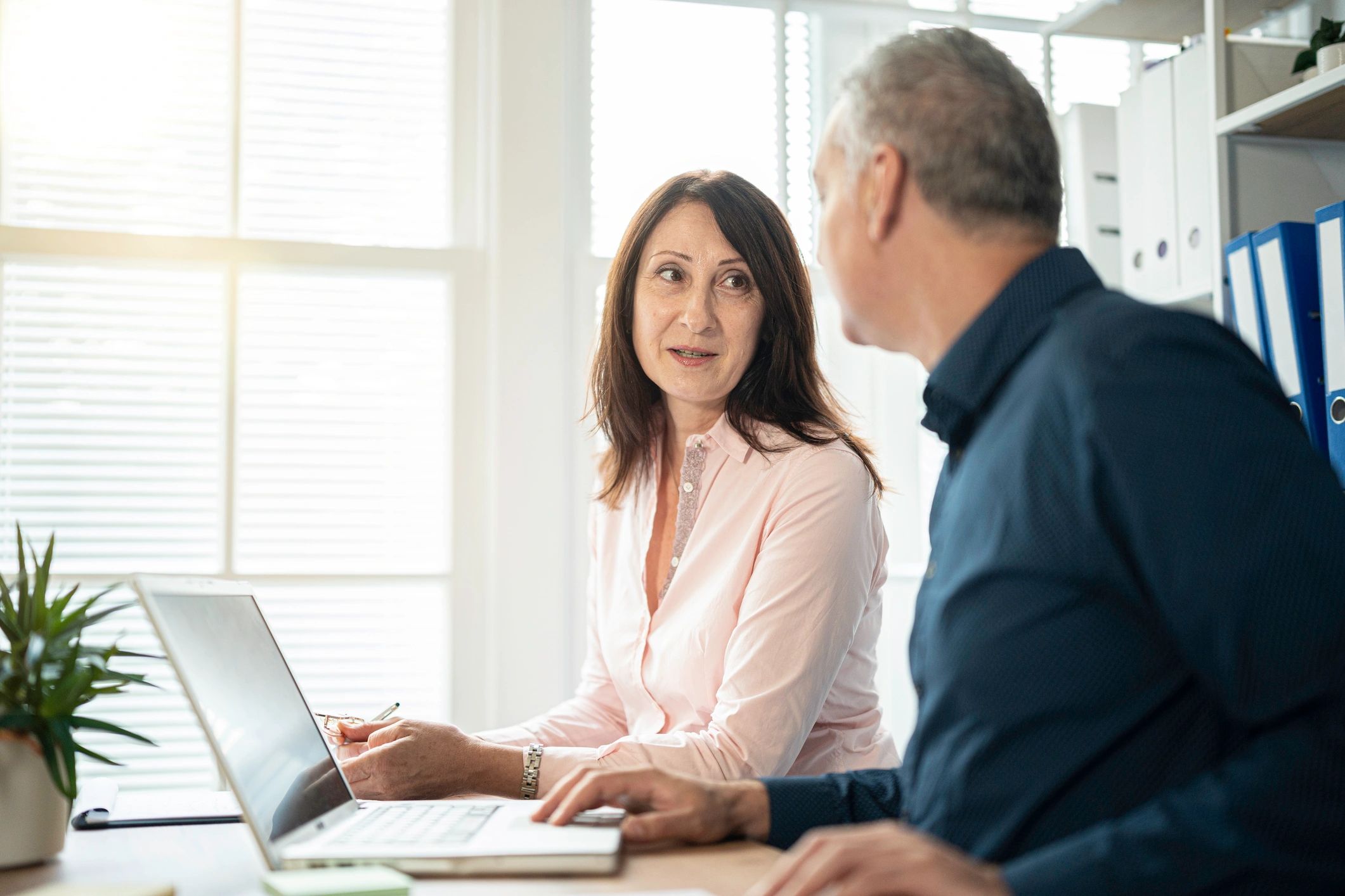 Business professionals collaborating in an office