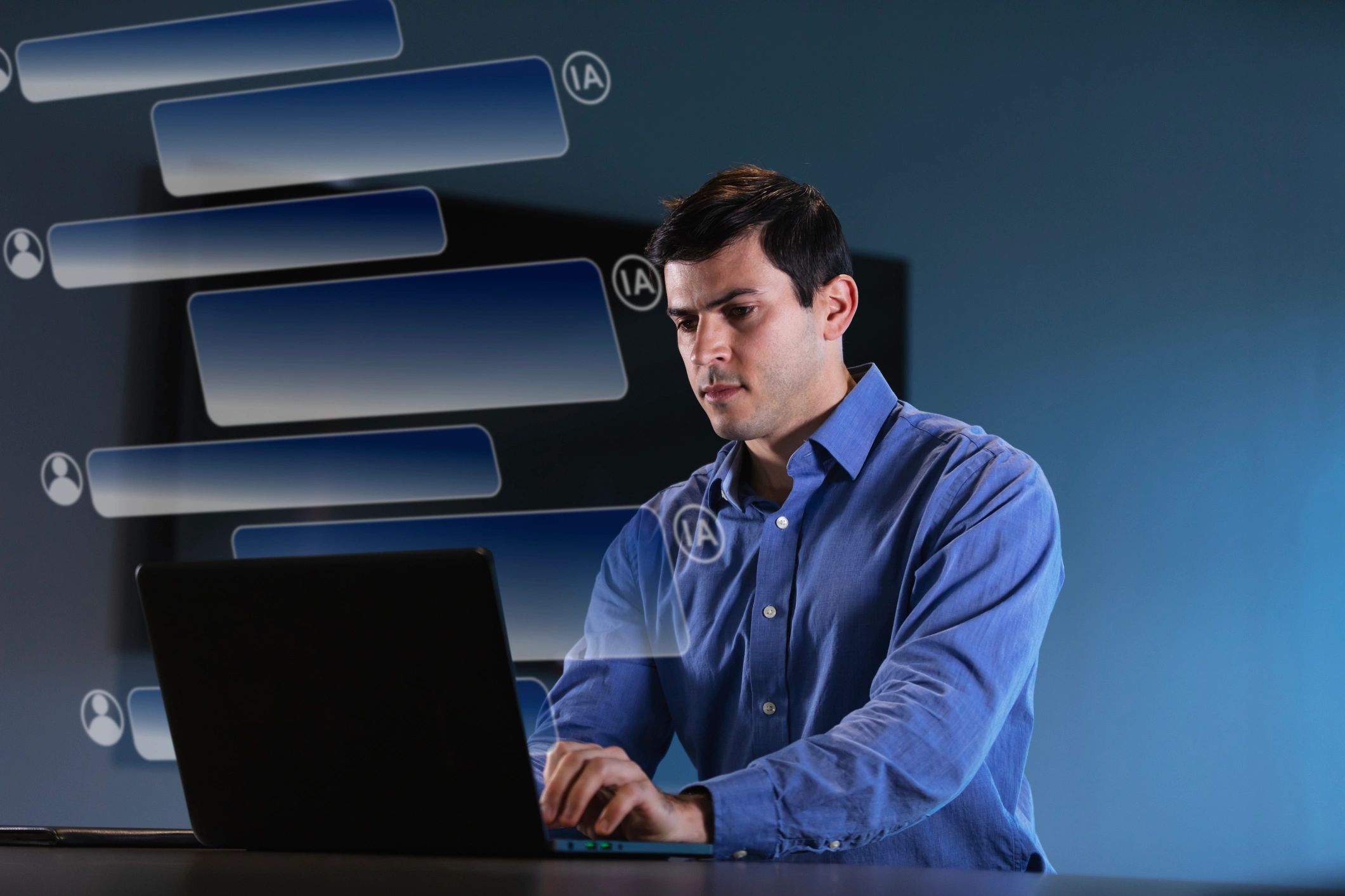 Cybersecurity-focused professional working on a laptop