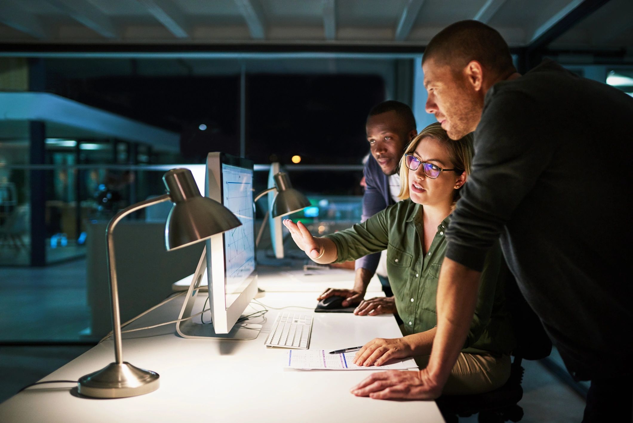 Business team collaborating in a modern office